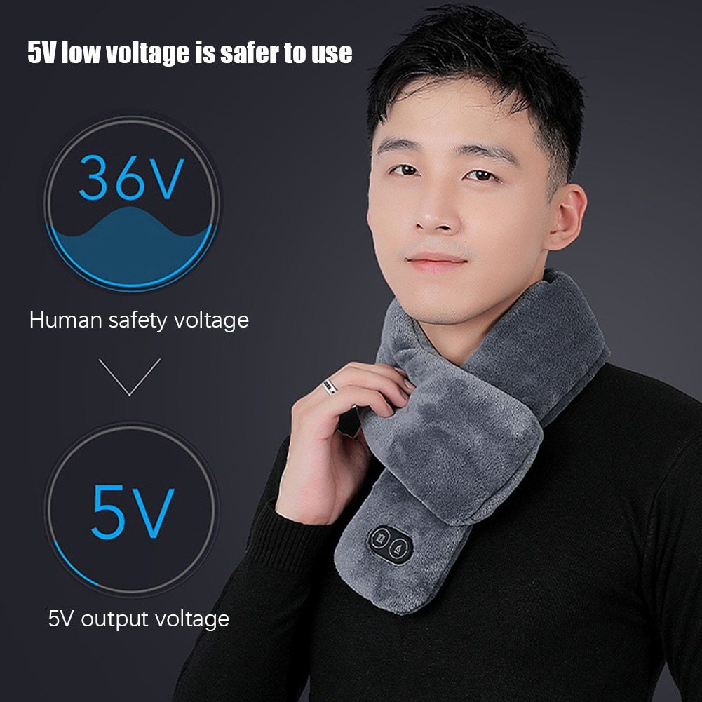 Soft Temperature Control Pain Relief Cervical Massage Shoulder Neck Wrap USB Heated Scarf Shawl Washable Winter Warm