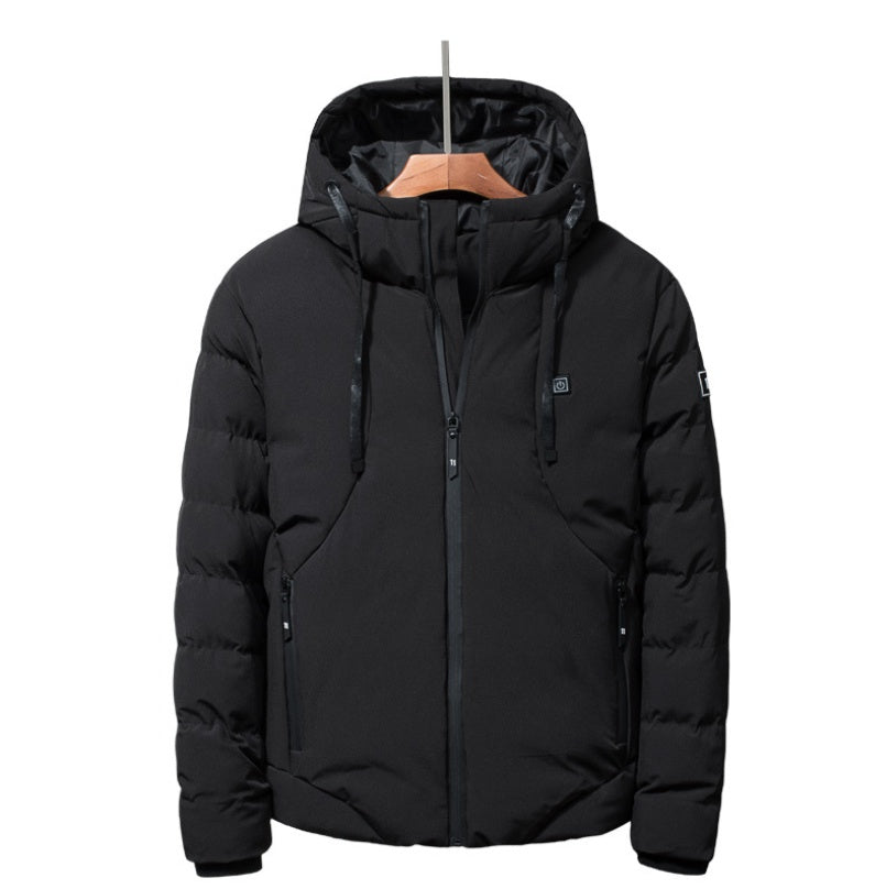 New Men Women Cotton Coat USB Smart Electric Heated Jackets Winter Thicken Down Hooded Outdoor Hiking Ski Clothing