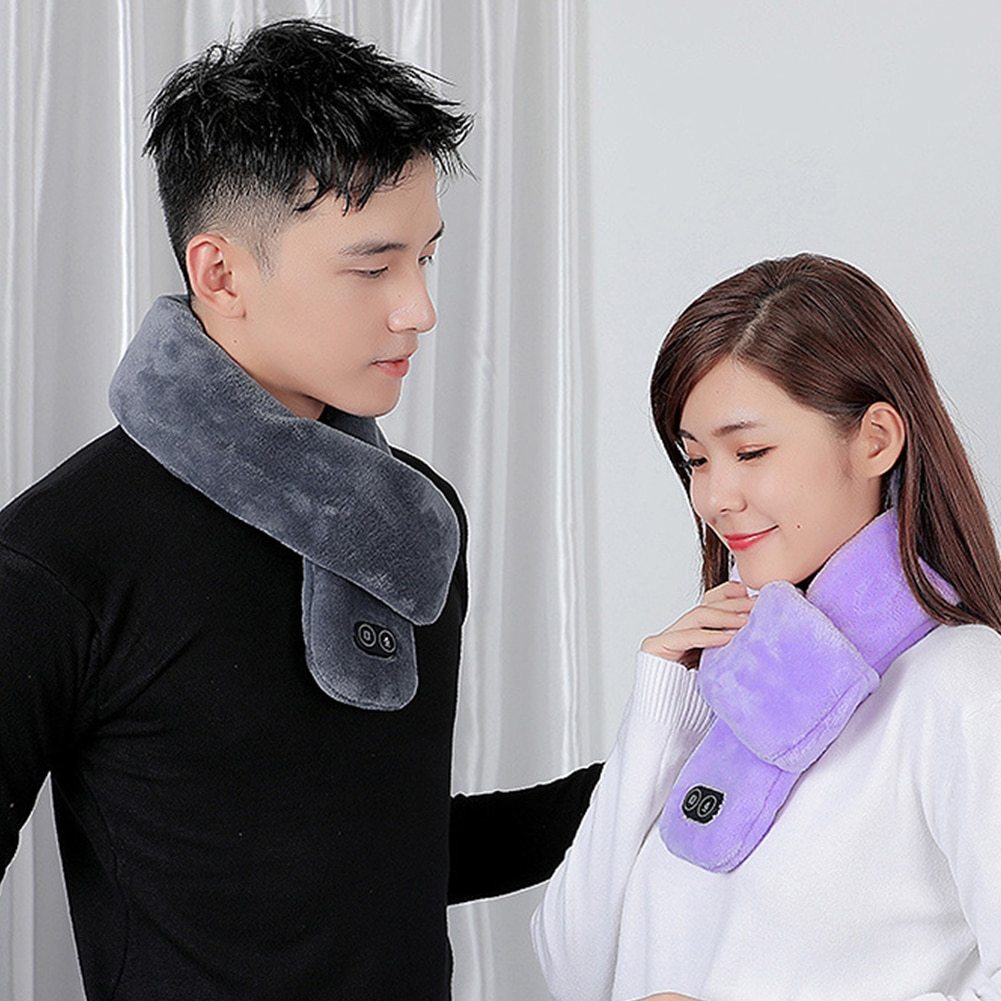 Soft Temperature Control Pain Relief Cervical Massage Shoulder Neck Wrap USB Heated Scarf Shawl Washable Winter Warm