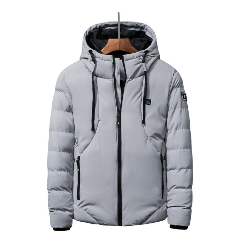 New Men Women Cotton Coat USB Smart Electric Heated Jackets Winter Thicken Down Hooded Outdoor Hiking Ski Clothing