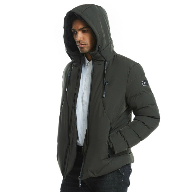 New Men Women Cotton Coat USB Smart Electric Heated Jackets Winter Thicken Down Hooded Outdoor Hiking Ski Clothing